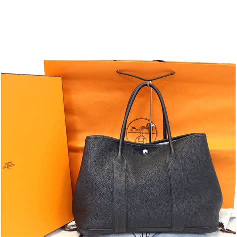 hermes black tote bag|Hermes garden party tote bag.